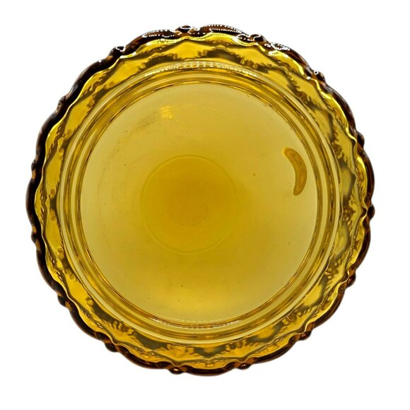 Vintage Amber Apothecary Glass Jar Lid MCM Quilted Diamond Pinecone Finial 7.5" - Picture 5 of 12